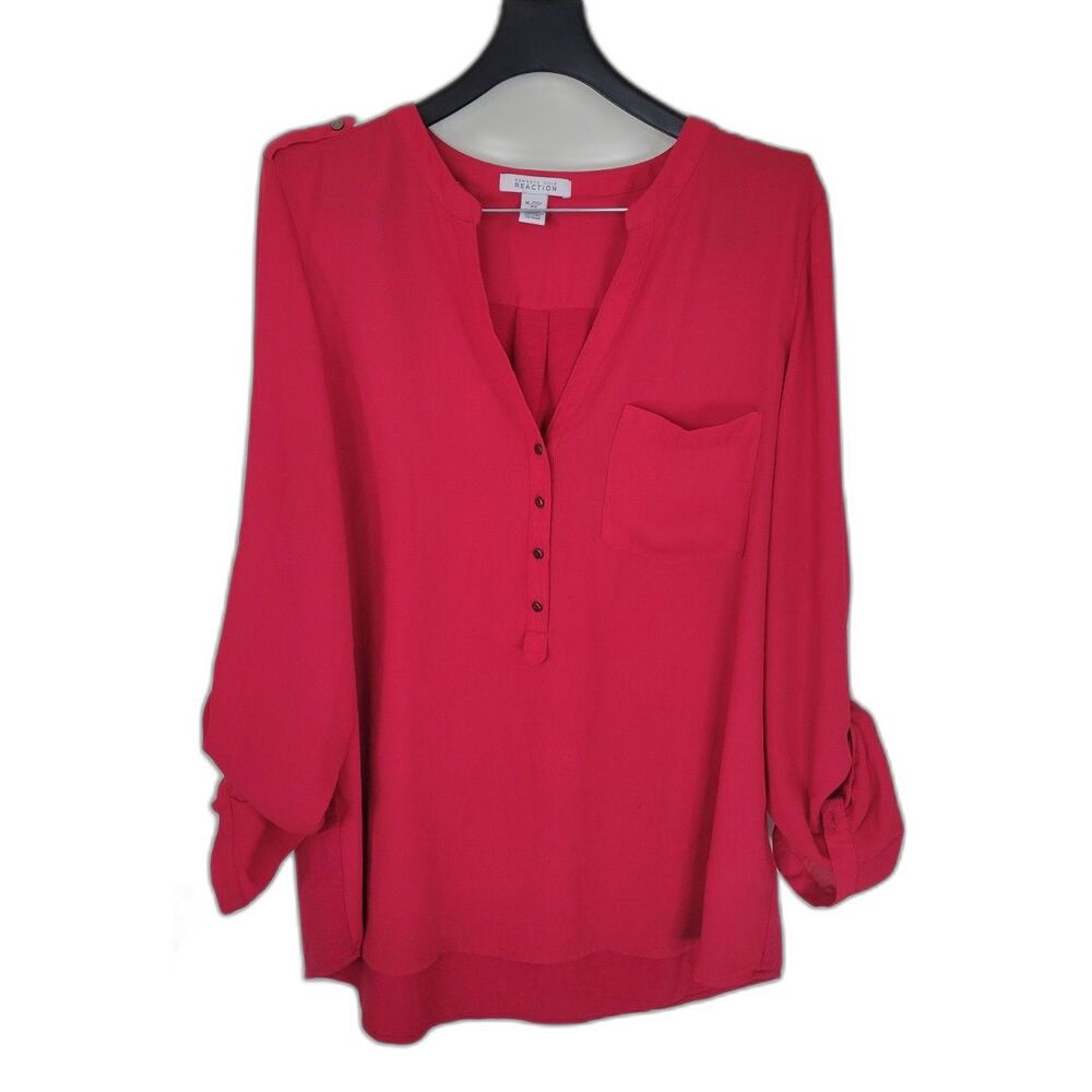 Kenneth Cole Reaction Red Button Down Blouse